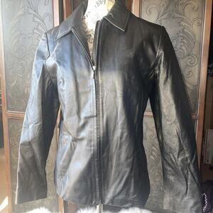 Sergio Vadducci Black Leather Jacket Women's‎ Size M Full Zip
